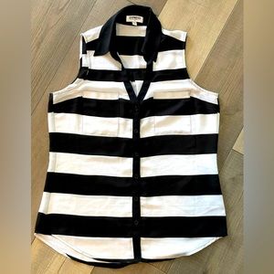 Express Black & White Striped Portofino Top Size Small